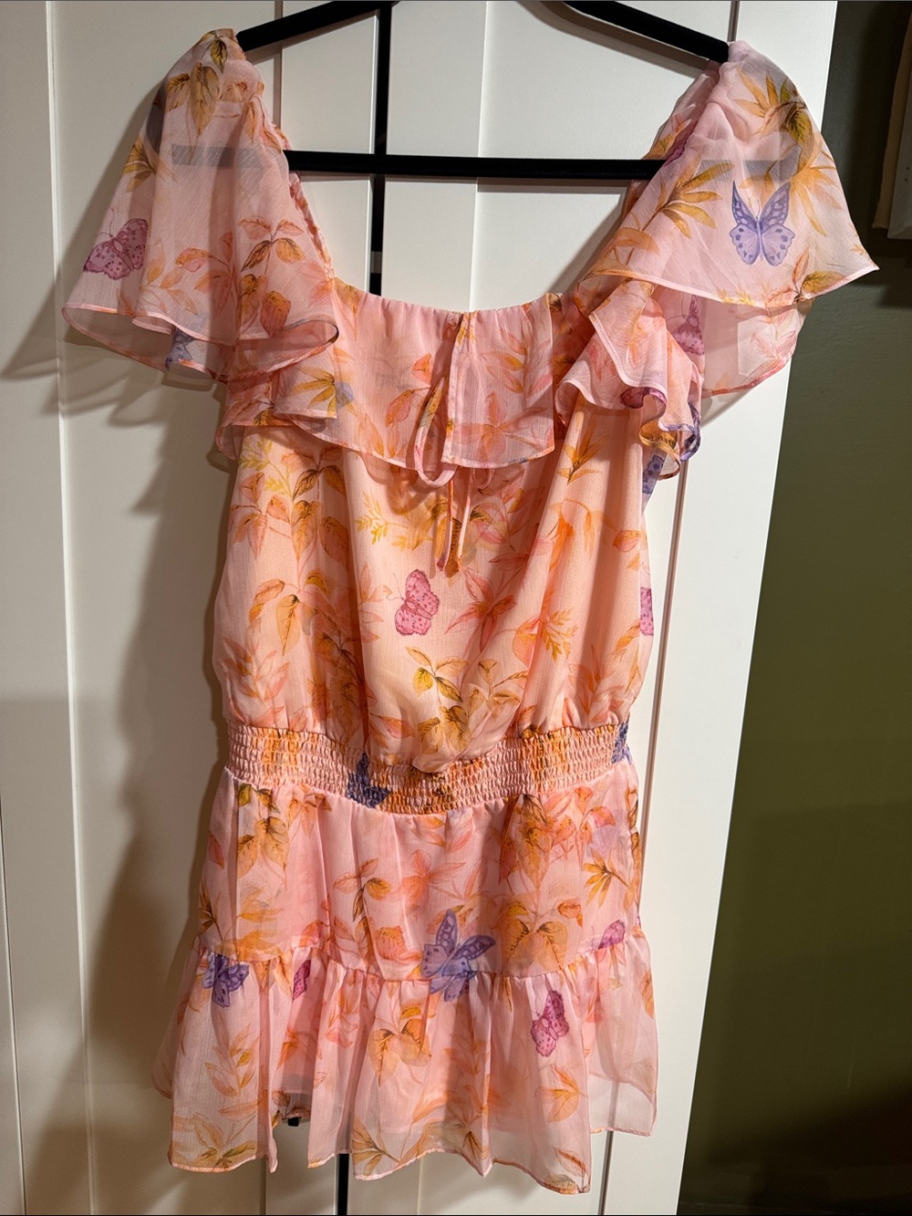Amanda Uprichard Pink Floral Butterfly Mini Dress
